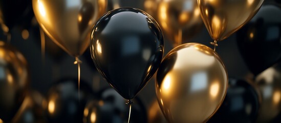 Poster - Close-up of elegant black and gold balloons.