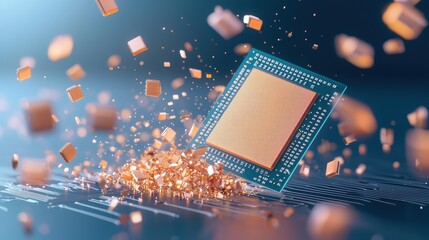 Poster - a close up shot of a 5g network chip, symbolizing the advanced technology driving faster and more re