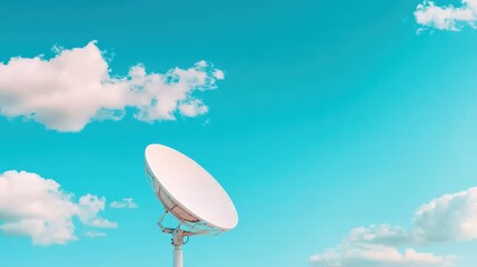 Poster - a technician adjusting a satellite dish, ensuring optimal signal reception and transmission for comm