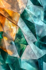Poster - Abstract geometric pattern with teal, green, and orange hues.