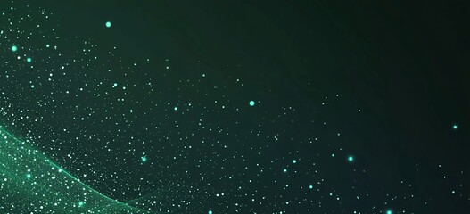 Poster - Abstract green glowing particles background.