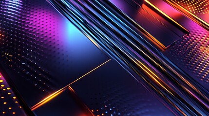 Poster - Smooth Metallic Texture with Colorful Gradients and Reflections