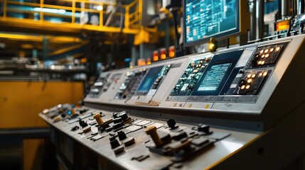 Poster - Modern Machinery Control Panel in an Industrial Plant Setting