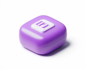 Poster - Purple square box with embossed white letter H.