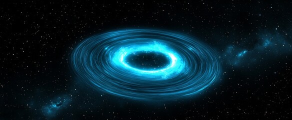 Aufkleber - Glowing blue spiral galaxy in dark space.