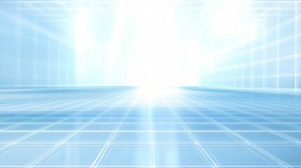 Poster - Blue Abstract Light Technology Background with Grid Lines and Glow