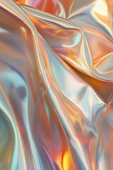 Poster - Abstract iridescent fabric with flowing, shimmering folds and pastel colors.