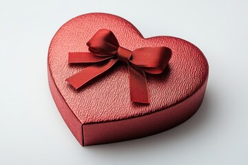 Wall Mural - Red heart-shaped gift box with a bow for special occasions and celebrations in an elegant setting