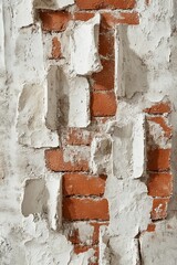 Poster - Weathered brick wall with crumbling plaster, showing red brick underneath.