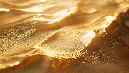 Poster - Golden textured landscape, abstract background with smooth waves and light.