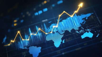 Poster - Global Business Network Growth on World Map with Data Visualization