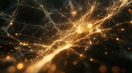Poster - intricate lines and dots creating a glowing abstract network on a dark background, symbolizing conne