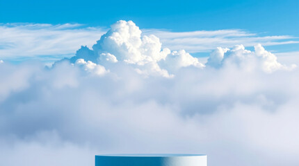 Wall Mural - elevated cylindrical platform above clouds blue sky