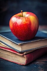 Sticker - Red apple on book stack