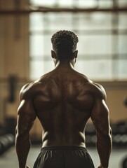 Wall Mural - Man working out in gym