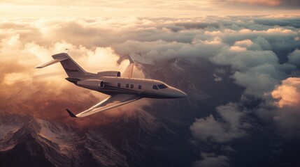 Wall Mural - airplane over mountain range