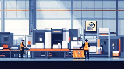 Poster - Advanced Industrial Factory Interior with Streamlined Production Setup