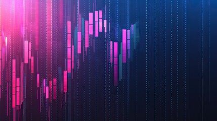 Poster - Glowing abstract AI neural pathways intertwining with financial charts on a gradient dark-to-blue background.