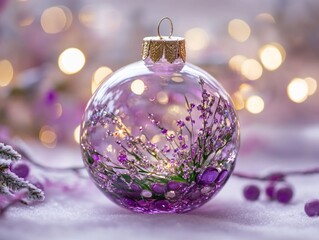 Canvas Print - Glass Ornament with Purple Flowers