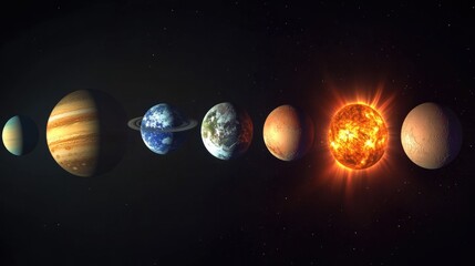 Wall Mural - solar system planets row