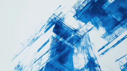 Close-up of healthcare blueprint. Blue lines painted on white. Abstract architecture.