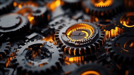 Poster - Business Automation Concept with Cogs and Gears Representations