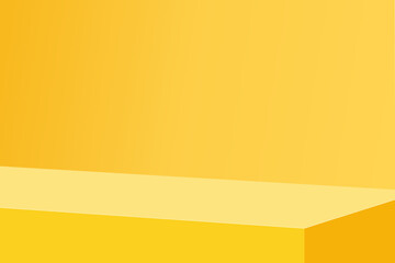 Wall Mural - the corner of the yellow table with light shining down, blank yellow product studio background, stag