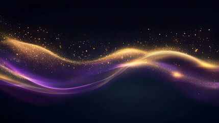 Wall Mural - ethereal bokeh background with glowing violet and golden tones, enhanced by floating sparkle particl