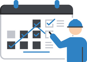 Poster - Vector illustration of a man pointing at a chart on a whiteboard.