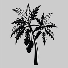 coconut tree line art silhouette vector art and illustration