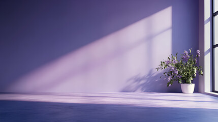 Aufkleber - A sleek pastel lavender podium with rounded edges, and minimal decor, create a soft serene atmosphere, with ample space for text on the right side