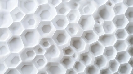 Poster - White geometric hexagonal honeycomb shape texture background 3d copy space