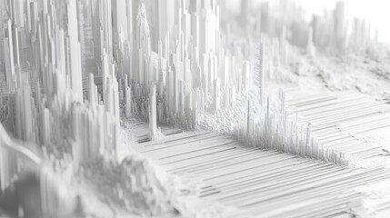 Poster - White on white Futuristic Digital Technology background with coding investment, graph, chart, candle stick, cyber