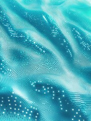 Poster - Abstract connected dots on bright turquoise background. Technology concept