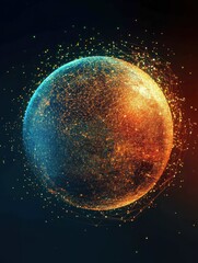 Poster - Technology image of globe. Abstract polygonal shapes. Background with connecting dots and lines. Graphic concept for your design
