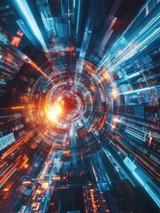 Poster - Fantasy abstract technology and engineering background with original organic motion