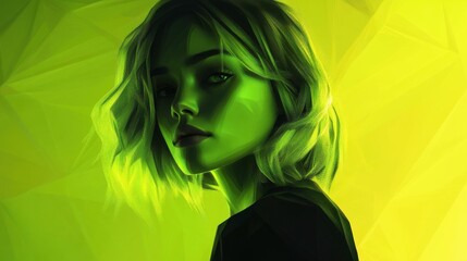 Poster - vibrant green low poly design abstract background. Generative AI.