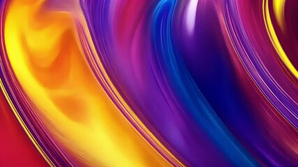 Wall Mural - Colorful abstract waves in vibrant shades of yellow, purple, and blue create a dynamic visual experience.