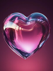 Poster - A glossy pink heart icon with a shiny surface, commonly used for romantic, love, and valentine themes in digital art and design.