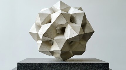 Poster - abstract geometric sculpture of a dodecahedron showcasing twelve intricately designed pentagonal fac