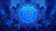 © Kristina - The throat chakra glowing bright blue, with intricate sound wave-like patterns radiating outward