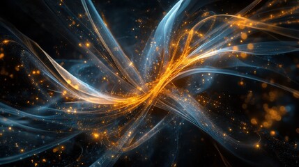 Poster - intricate lines and dots creating a glowing abstract network on a dark background, symbolizing conne