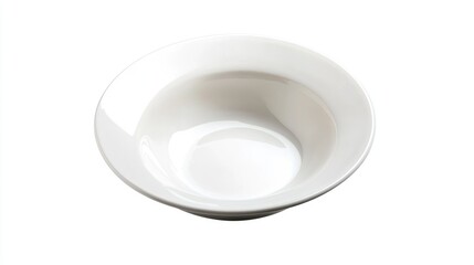 Poster - White ceramic soup plate in top view isolated on white background with empty space for text showcasing minimalistic design and elegance