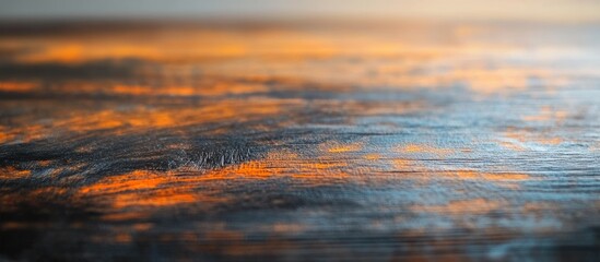 Poster - Rustic wooden table surface with soft bokeh background perfect for highlighting textures in interior design and creative projects