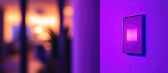 Poster - Vibrant violet electric switch illumination enhancing modern interior design aesthetics in contemporary settings