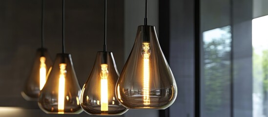 Poster - Modern pendant lighting fixtures adding elegance and sophistication to a contemporary home interior design aesthetic