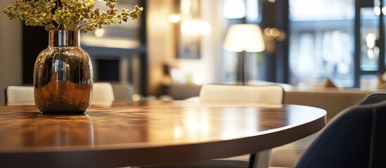 Poster - Elegant dining room table with blurred background showcasing sophisticated decor and natural elements for interior design inspiration