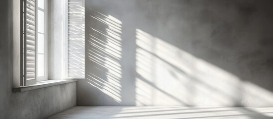Poster - Minimalist interior with soft shadows and natural light highlighting a calm and serene atmosphere ideal for modern design concepts