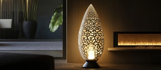 Poster - Luxury decorative lamp with intricate design illuminating upscale interior space enhancing modern home decor ambiance
