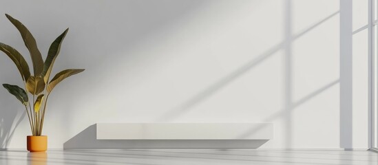 Poster - Modern minimalist room featuring a flat air conditioner unit on a clean white wall with a stylish plant for a fresh aesthetic.